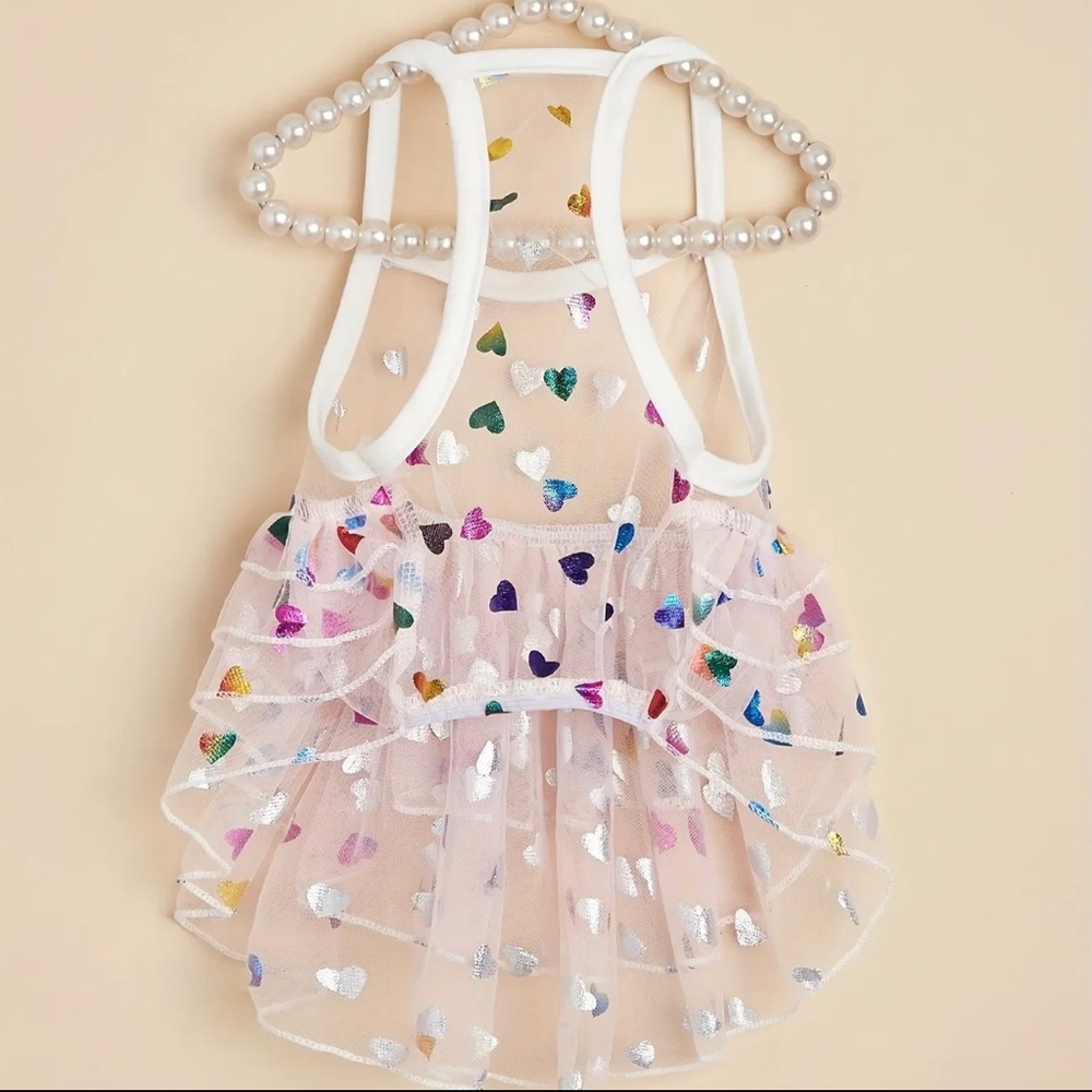 Adorable Love Heart Pattern Pet Dress - Perfect for small dogs or cats - Picture 3 of 4